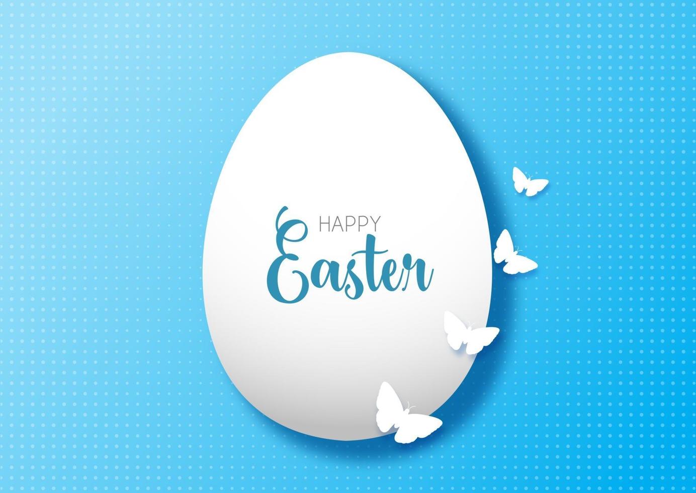 easter background with egg and butterflies vector