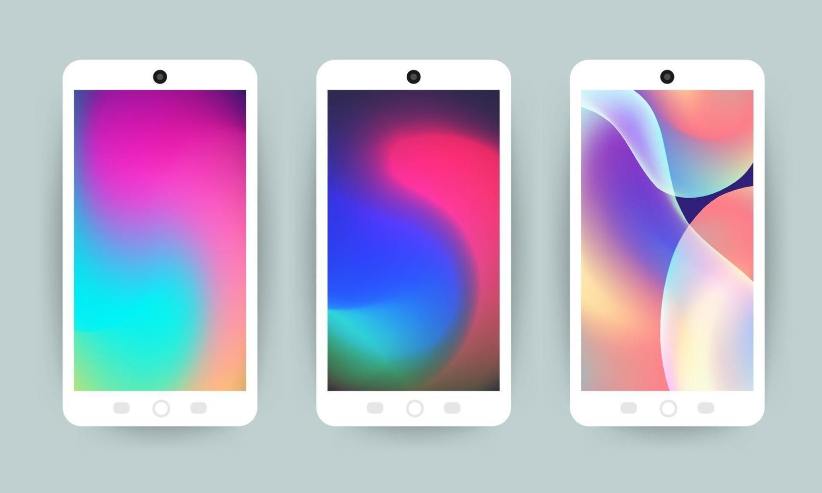 Mobile phones with holographic wallpapers vector