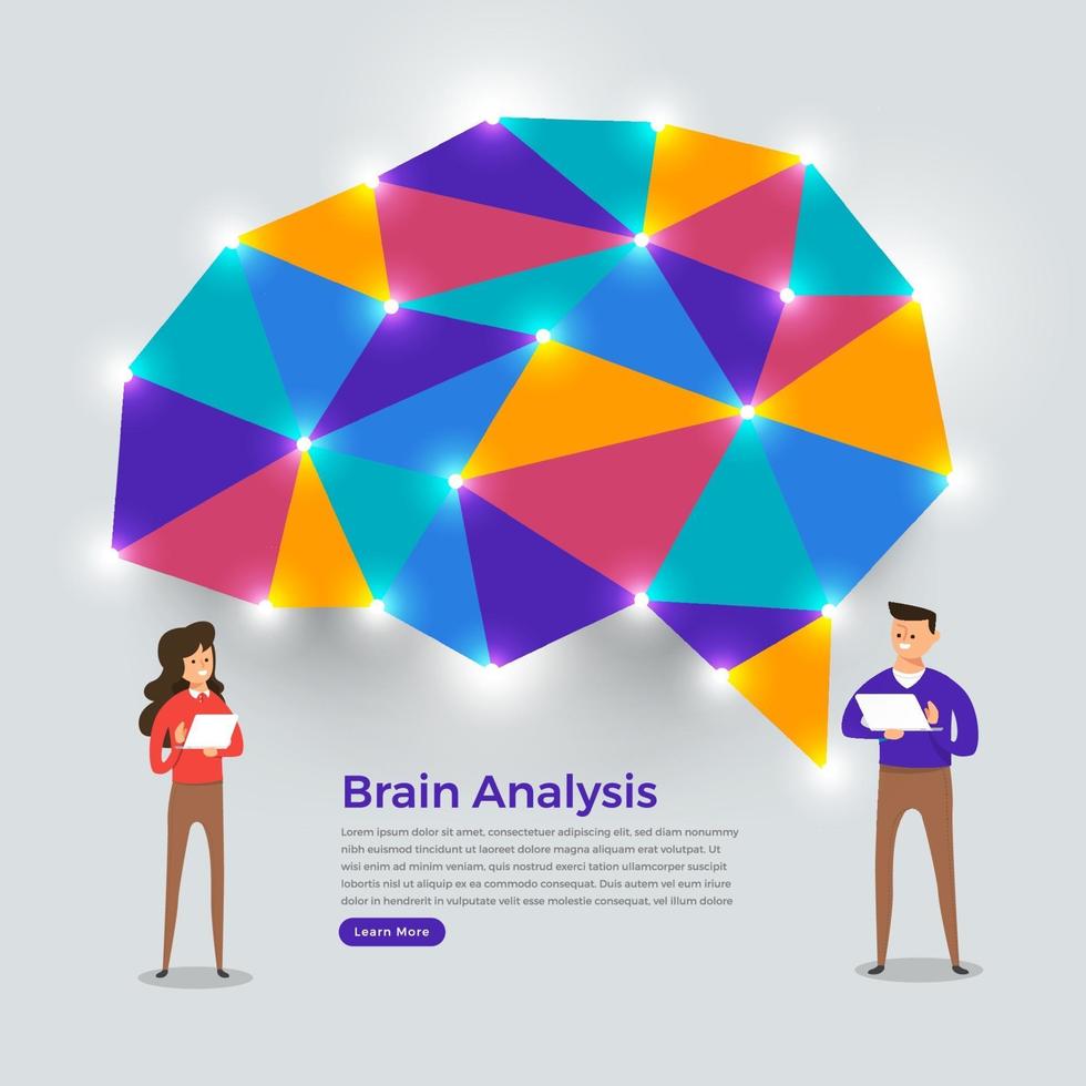 Flat design brain analysis. Vector illustration