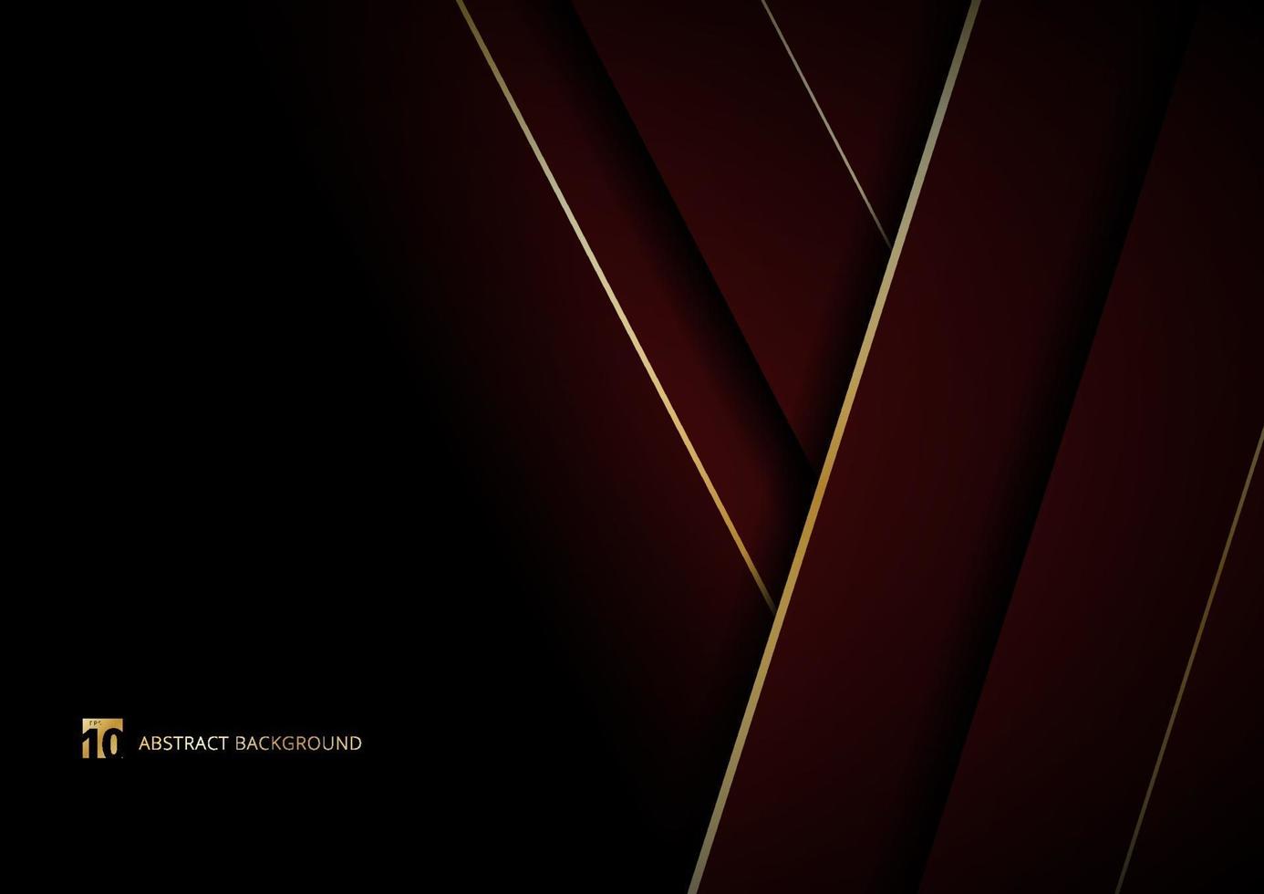 Abstract template red geometric diagonal with golden border on black background space for your text. vector