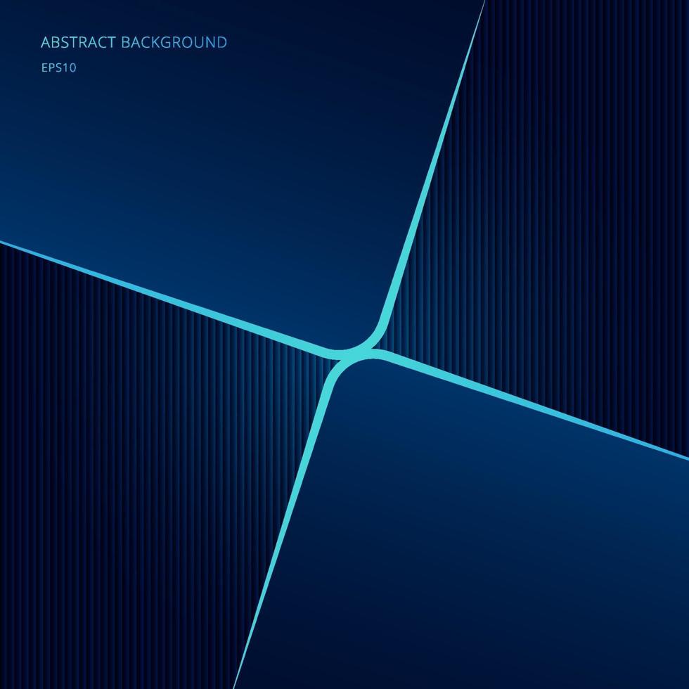 Abstract template square shape blue neon glowing technology lines on dark background and texture. vector