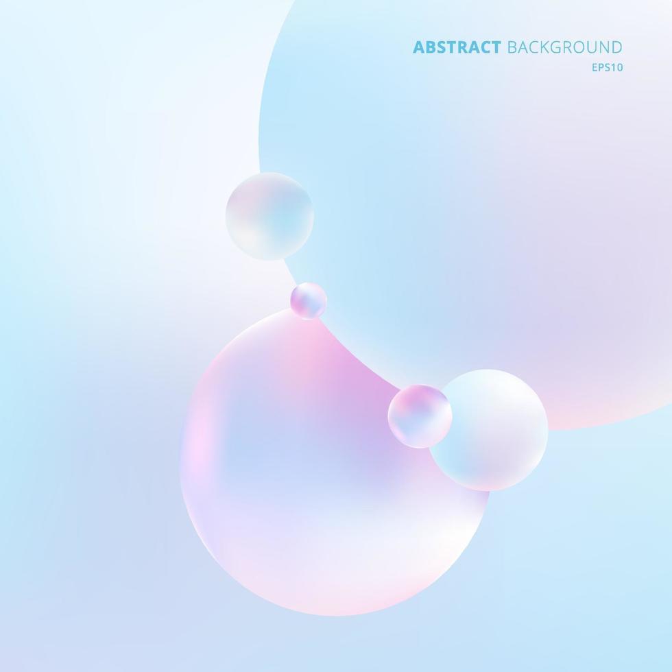 Abstract 3D liquid fluid circles pastel color beautiful background. vector