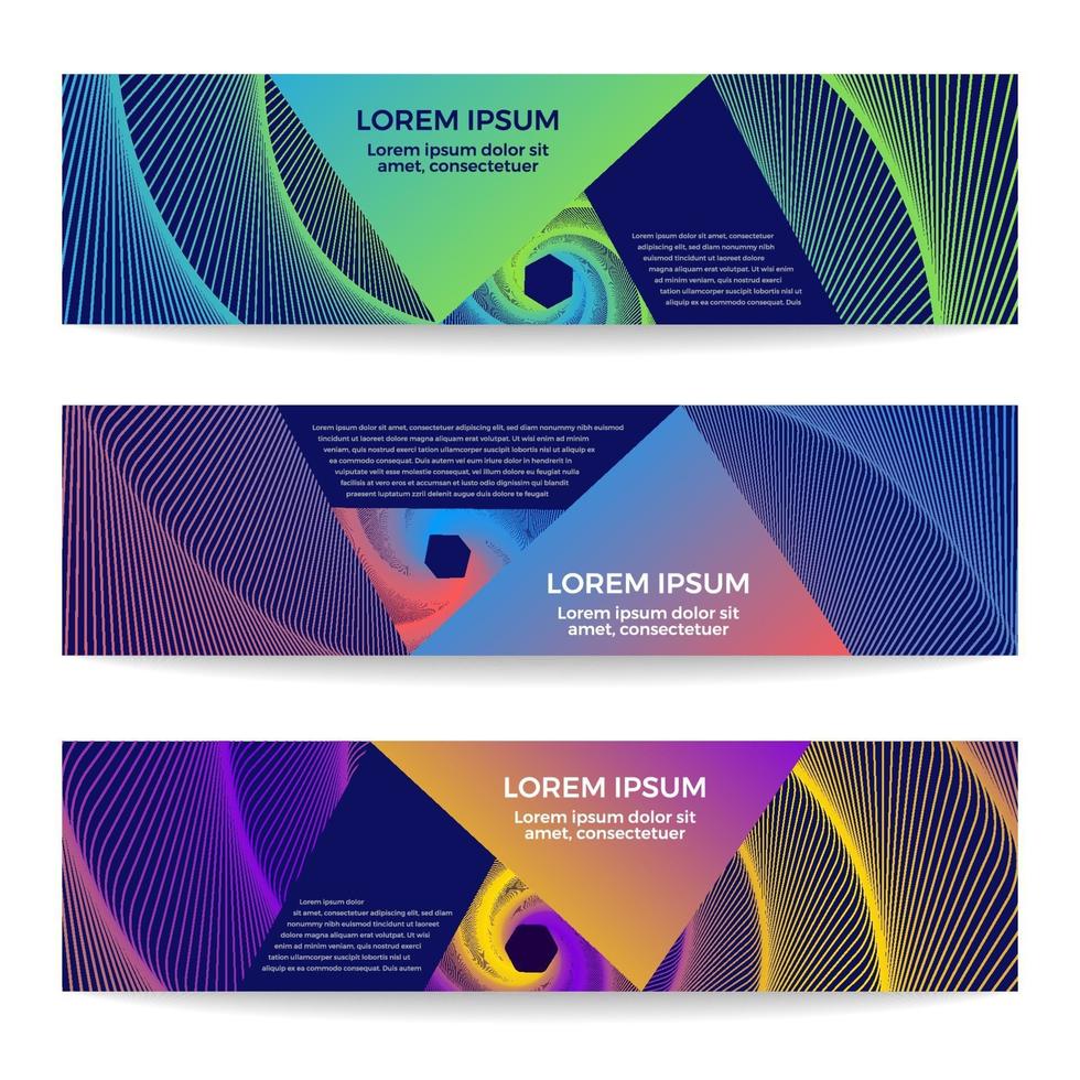 Set of banners with colorful abstract geometric designs vector