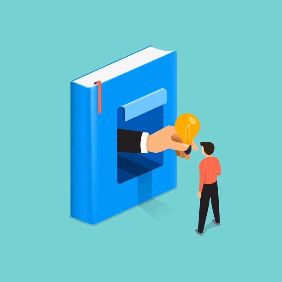 Books contain knowledge and big ideas, flat illustration style vector