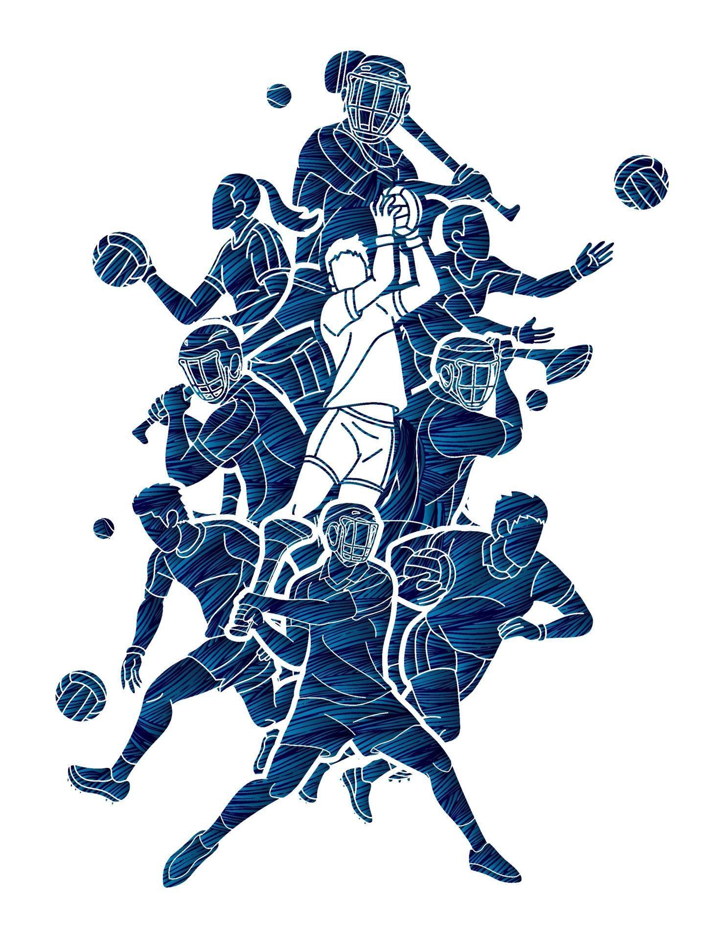Gaelic Football and Hurling Sport Players Action 2173128 Vector Art at Vecteezy