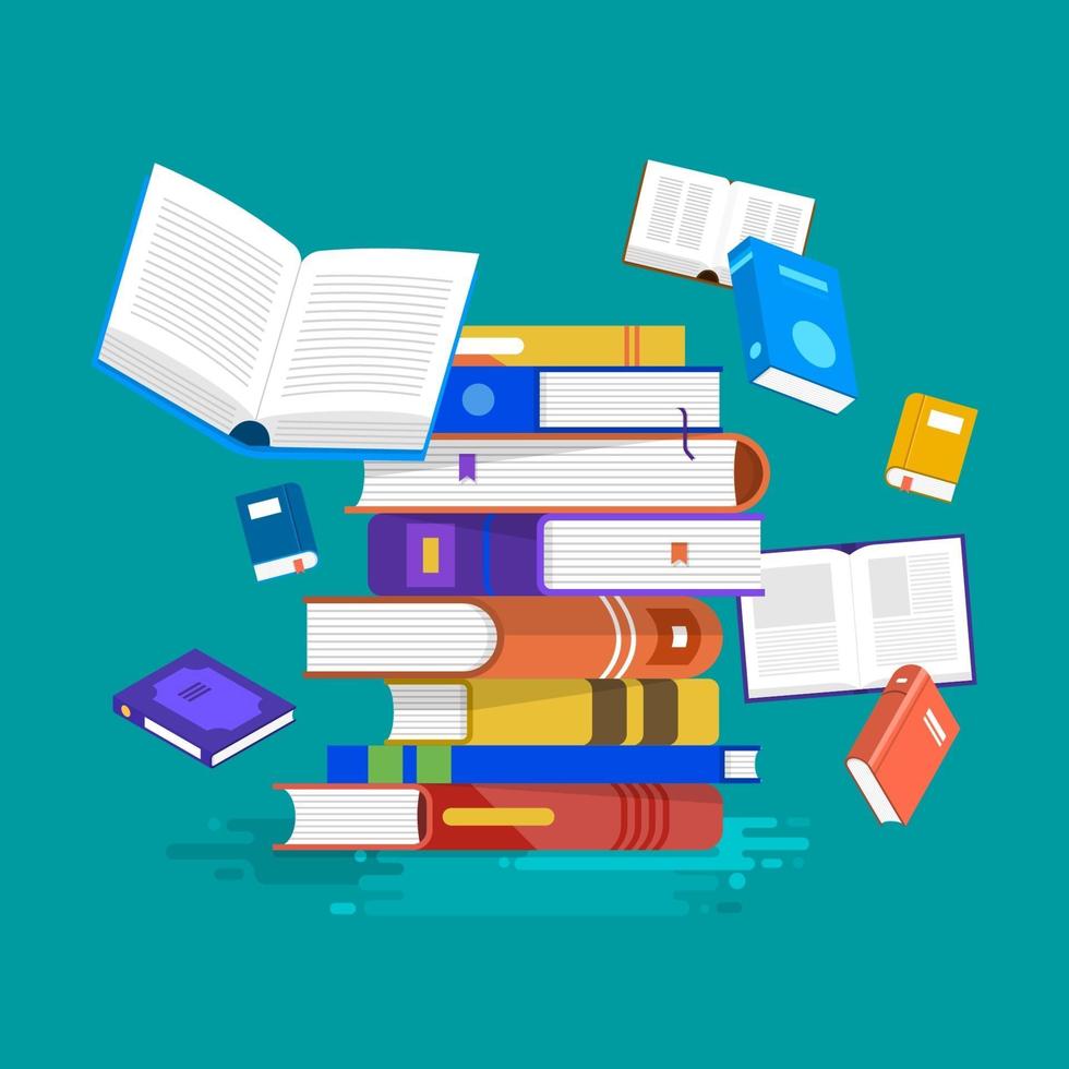 Education and learing with books, flat illustration style vector