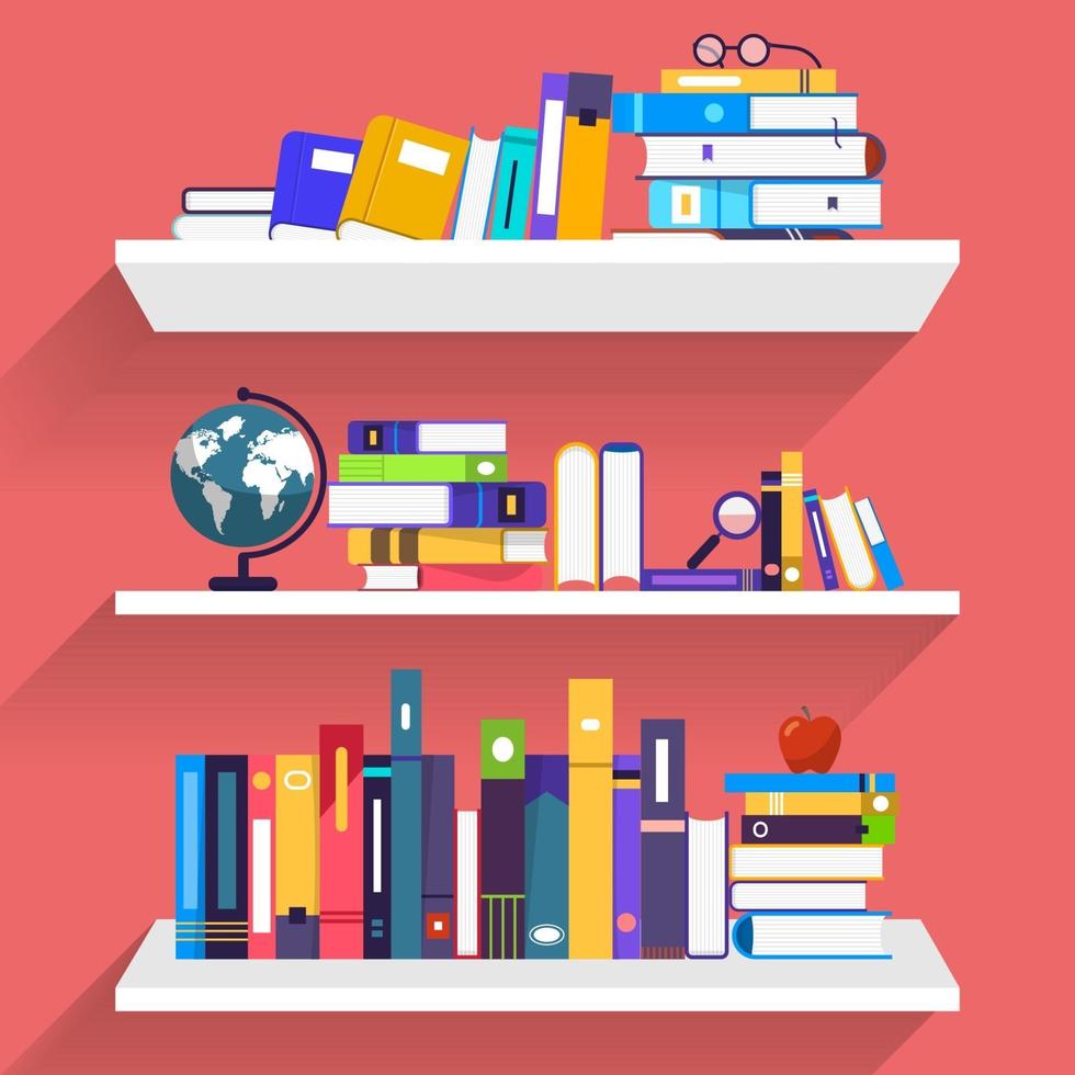 educación y aprendizaje con libros, estilo de ilustración plana vector