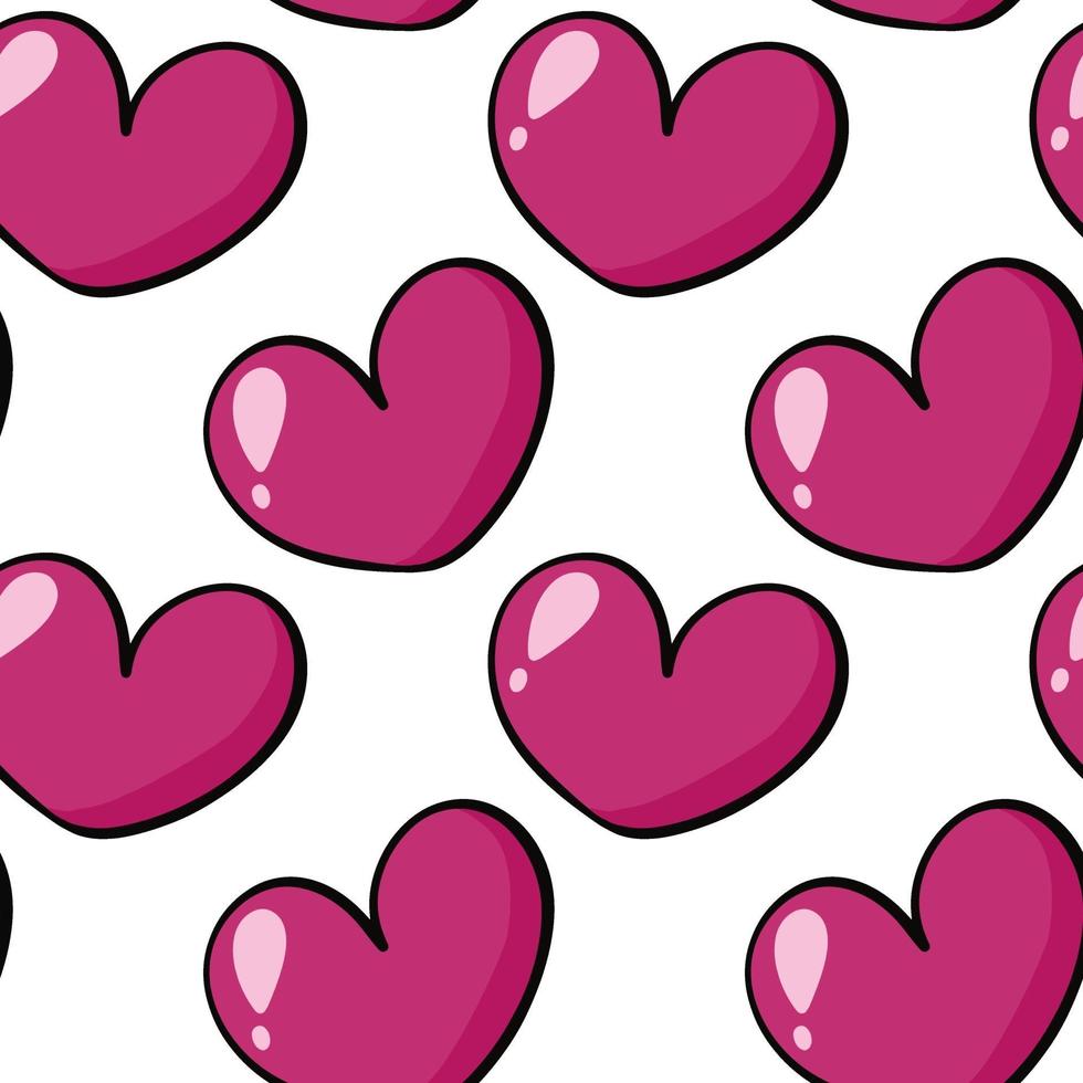 Seamless pattern with pink big hearts. Background with bright hearts, repeating continuous pattern. Template for design packaging textiles. vector