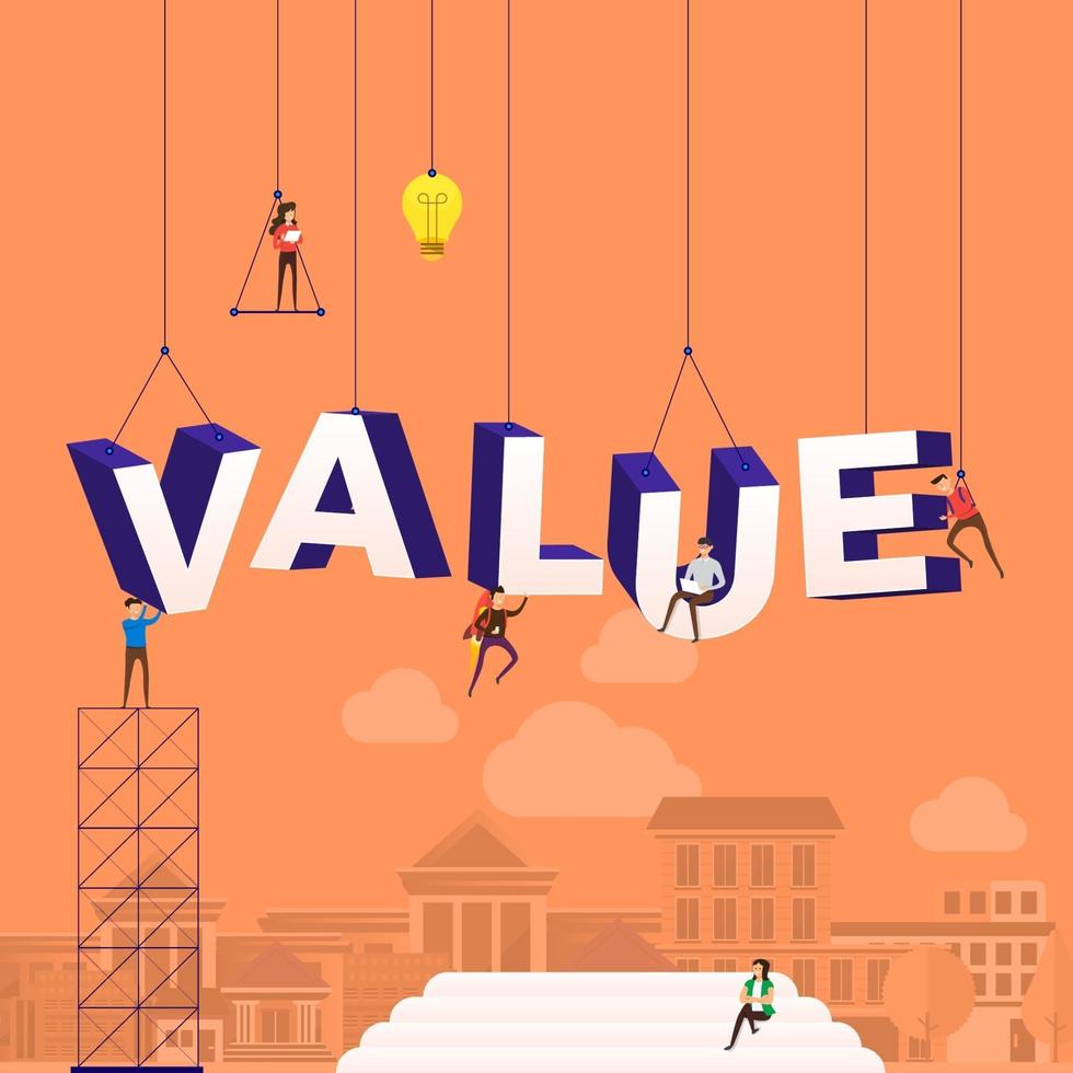Team hard at work constructing the word VALUE vector