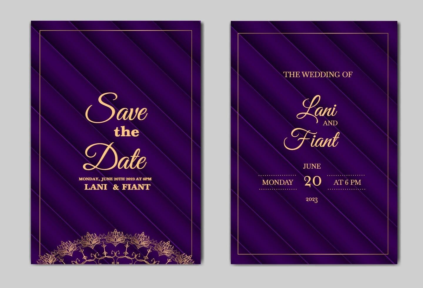 elegante guardar la fecha conjunto de diseño de tarjeta de invitación de boda vector