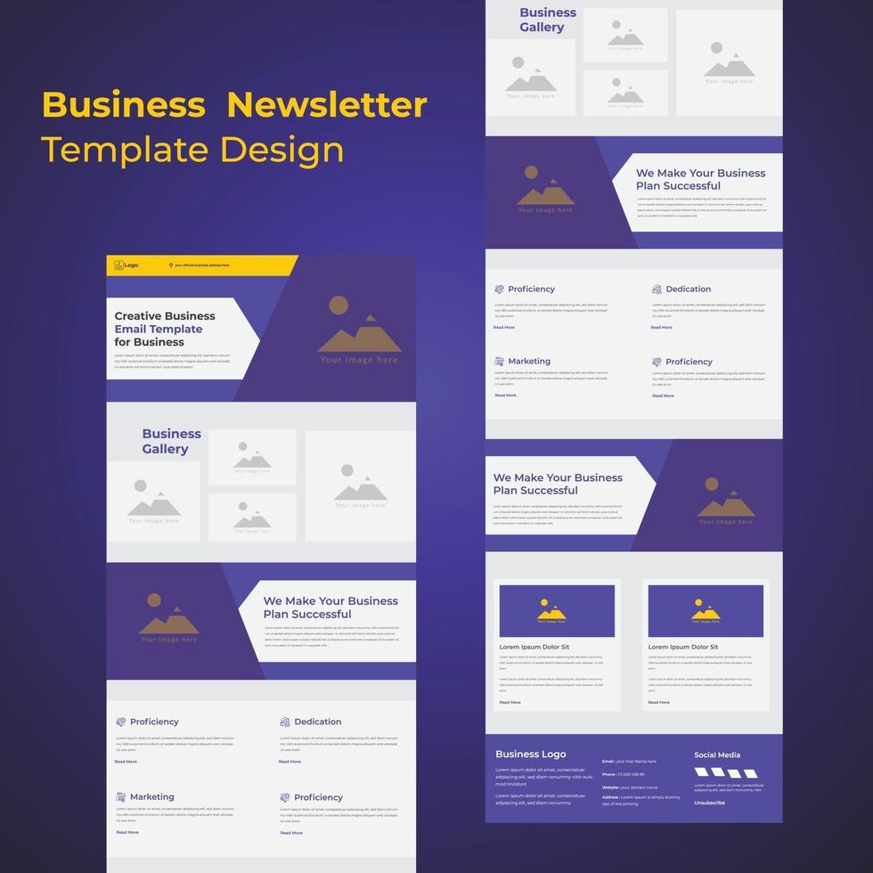 Diseño de plantilla de boletín de correo electrónico creativo para empresas vector