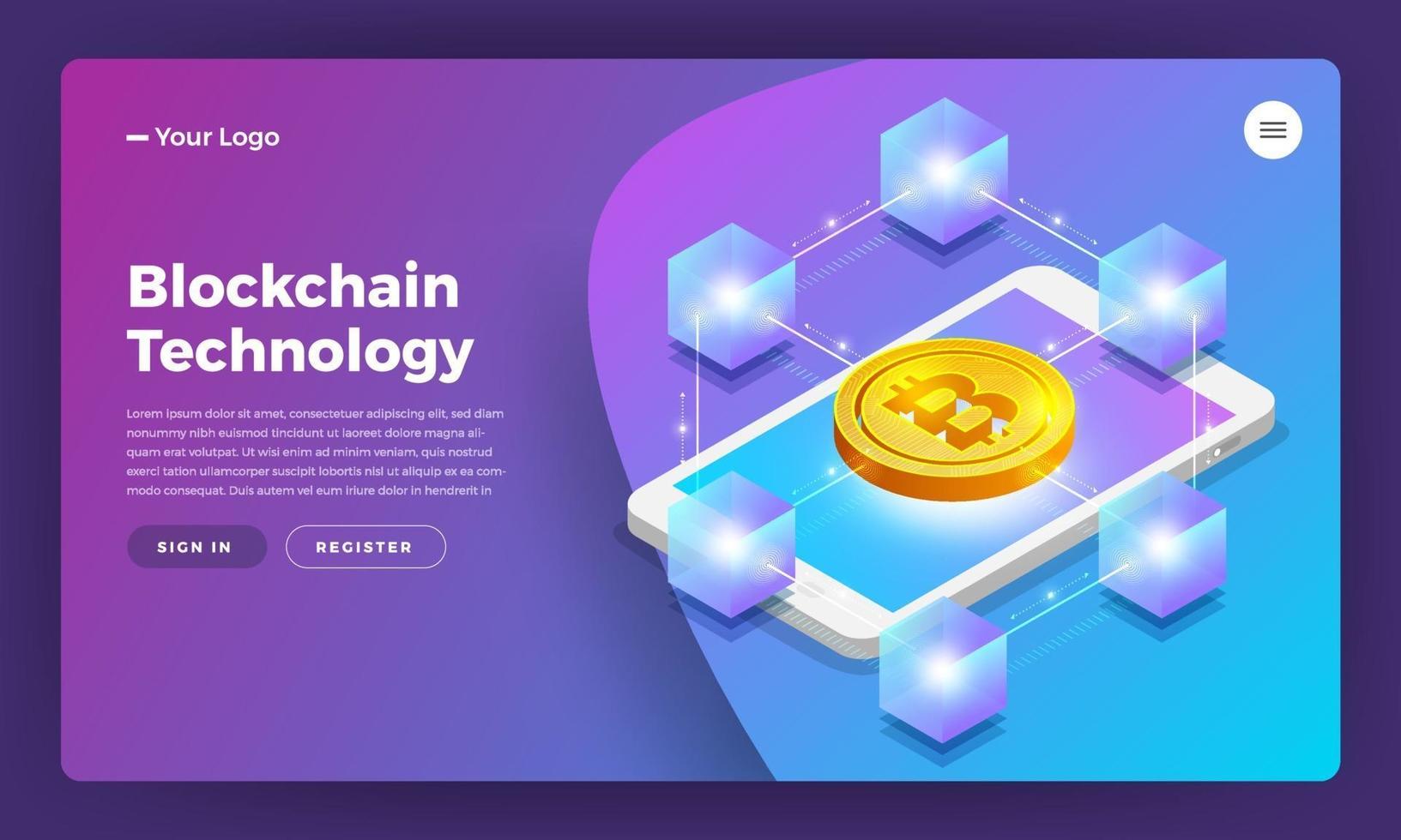 Blockchain technology illustration vector