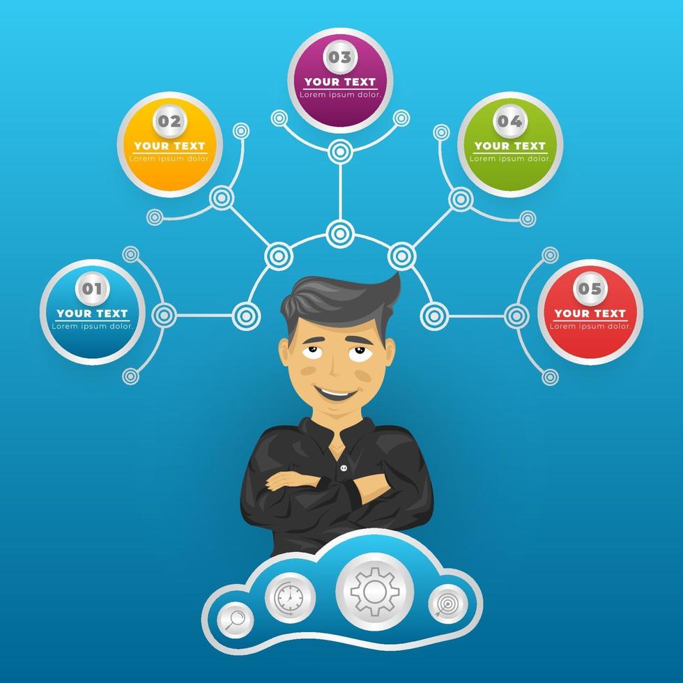 infographic with happy man character vector