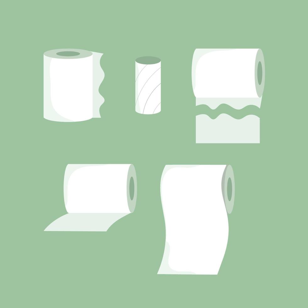 Set of toilet paper vector flat illustration.