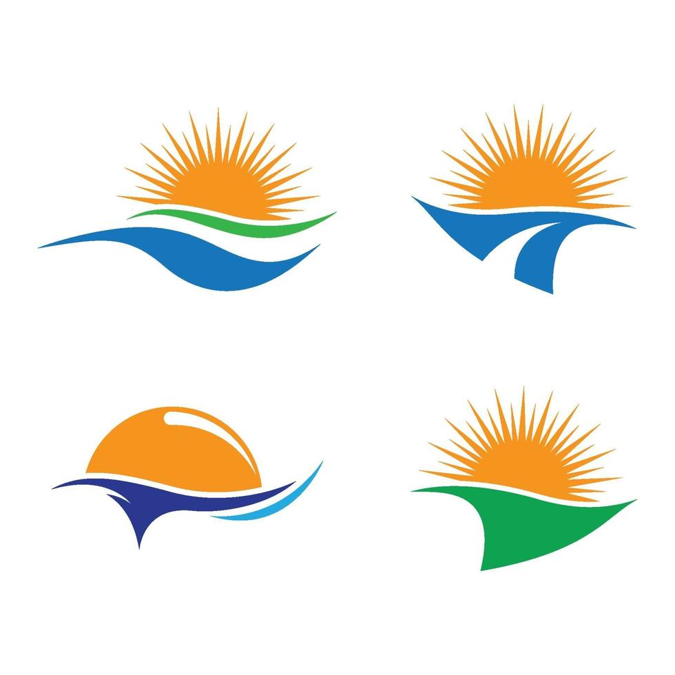 Sunset beach logo images set vector