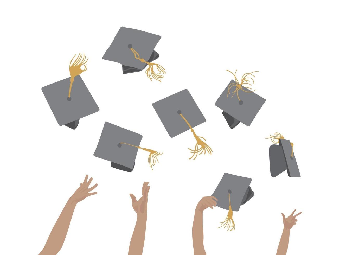 Graduation Celebration Cap Throwing illustration graphic vector