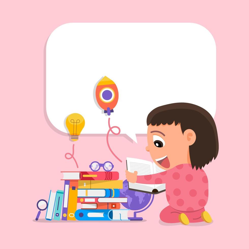 Happy kids enjoying reading and learning with books vector