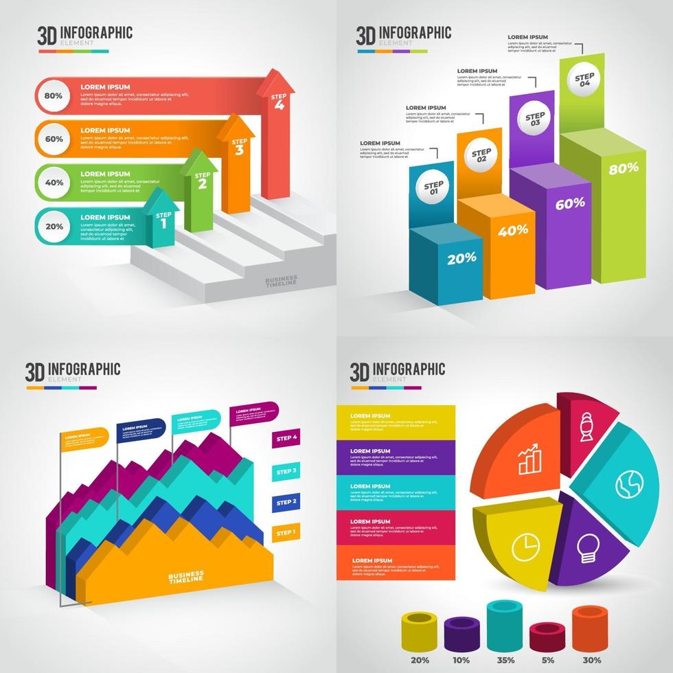 3D Infographic Collection Template vector