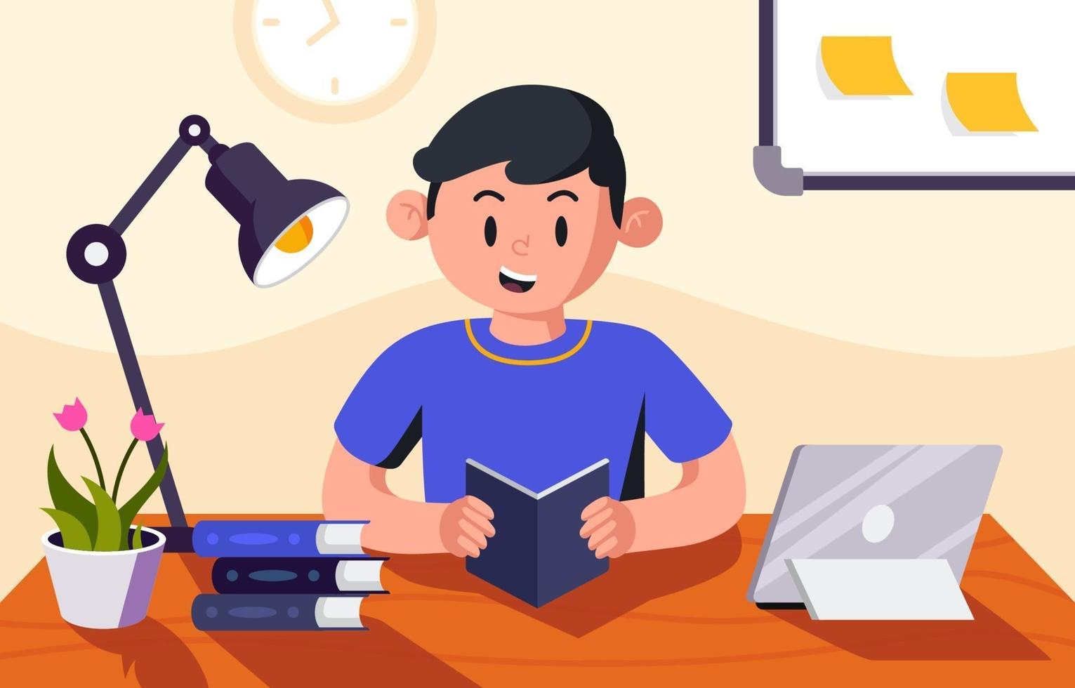 Student Studying at Home vector