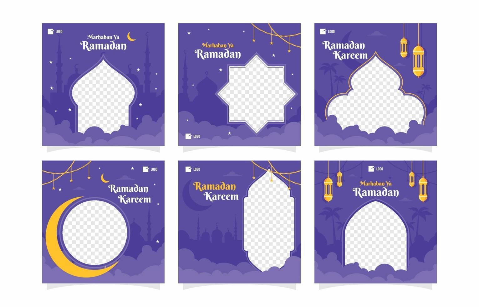 Purple Ramadhan Kareem Social Media Template vector