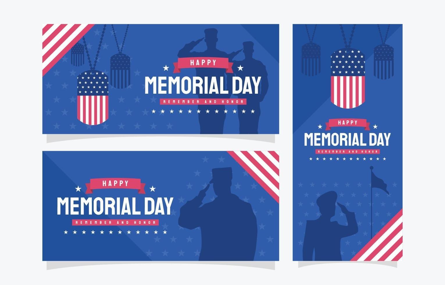 Happy Memorial Day Banner Set vector