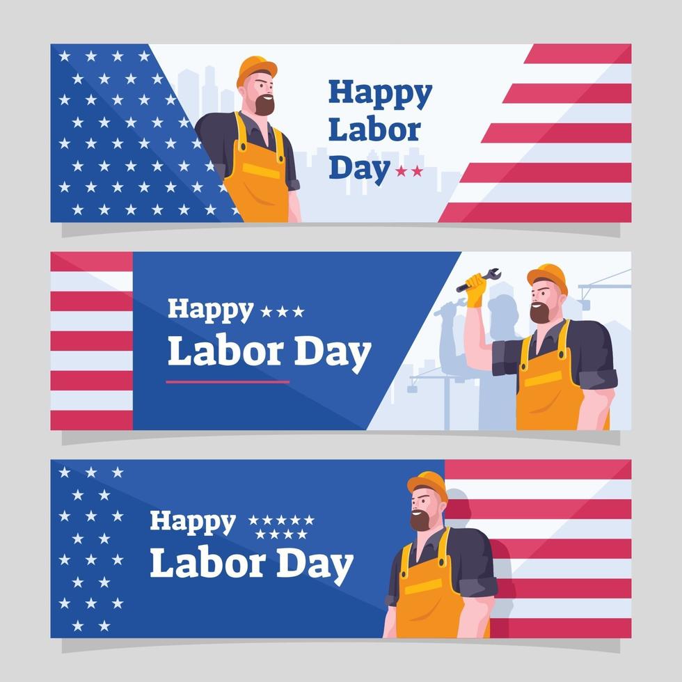 Labor Day Banner Template Collection vector