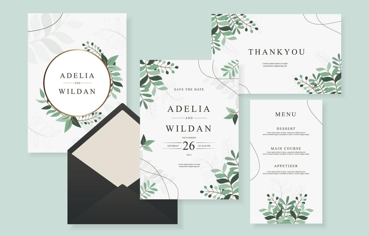 colección de diseño de plantilla de boda vector