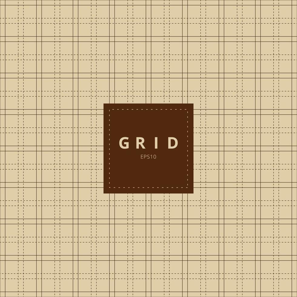Grid square graph line on brown old paper background and texture. vector