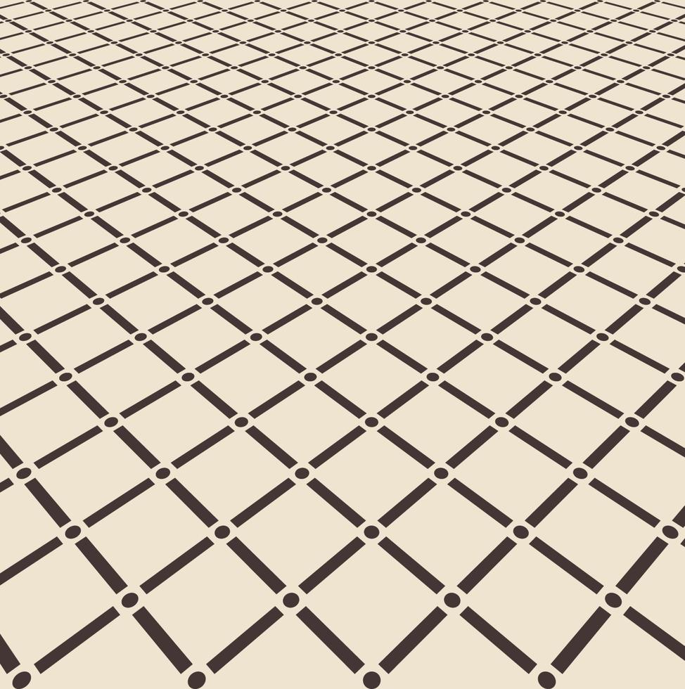 Cuadrado marrón abstracto con piso de patrón de junta circular sobre fondo de perspectiva marrón claro. vector