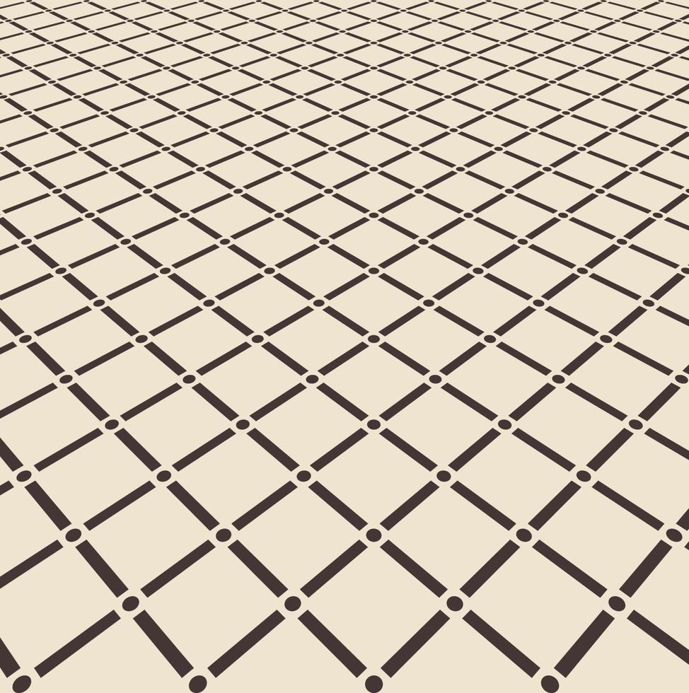 Abstract brown square with circle joint pattern floor on light brown perspective background. vector