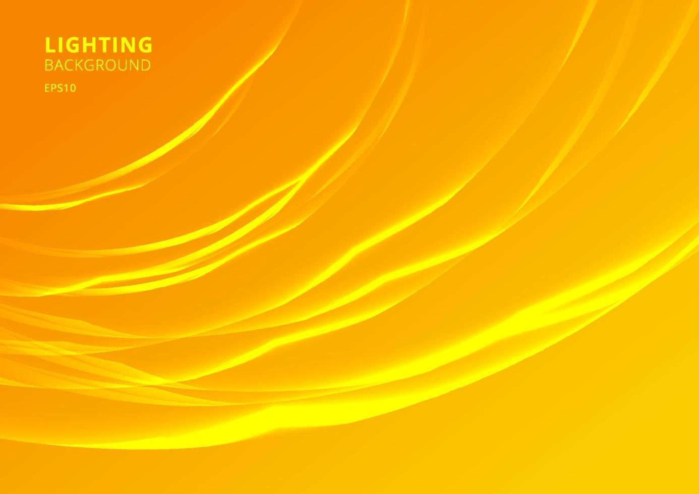 Abstract lighting curved lines on yellow background vector