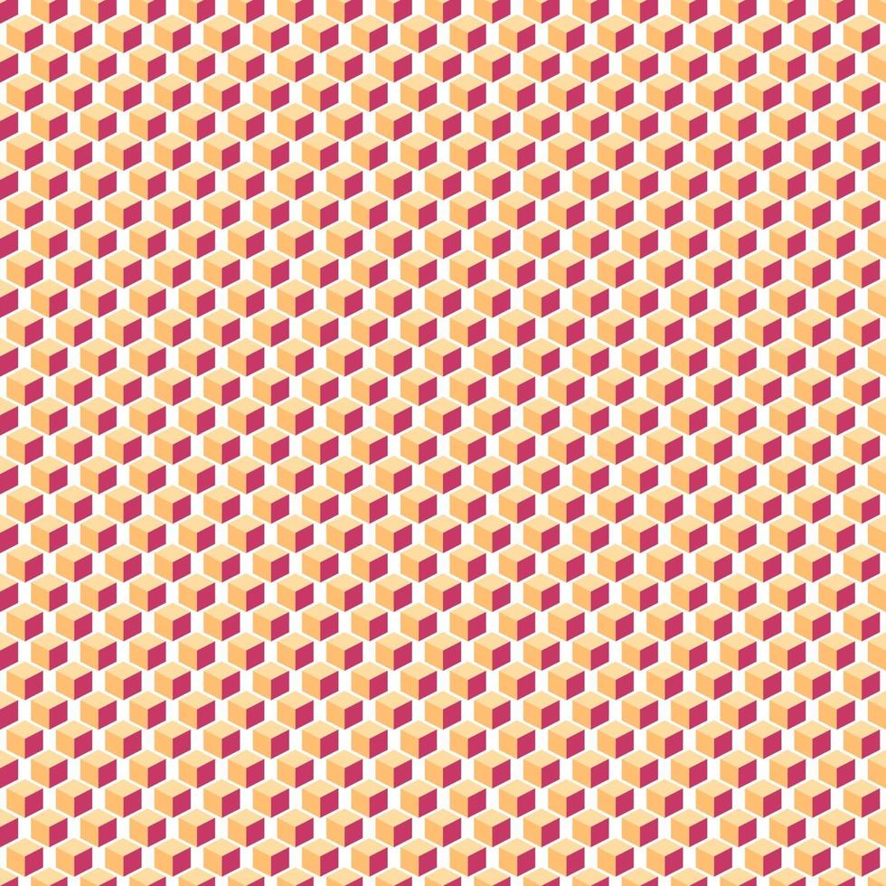 Geometric 3D seamless pattern orange cubes shapes on white background. vector