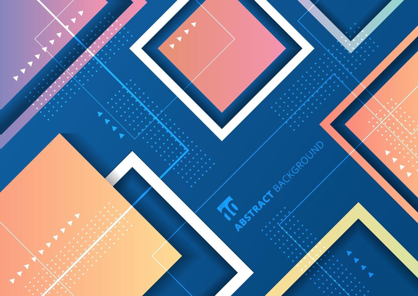 Abstract colorful gradient geometric squares shape on blue background technology style. vector