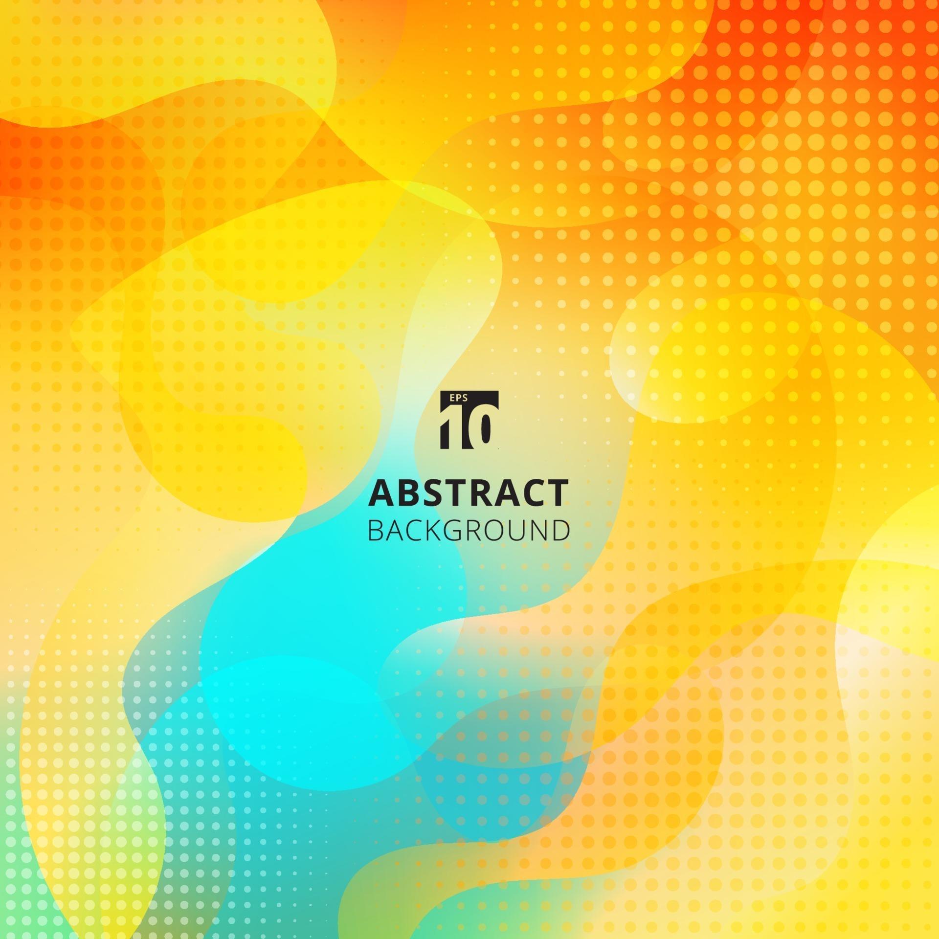 Abstract fluid shape design overlay on vibrant color background with halftone effect. 2173510