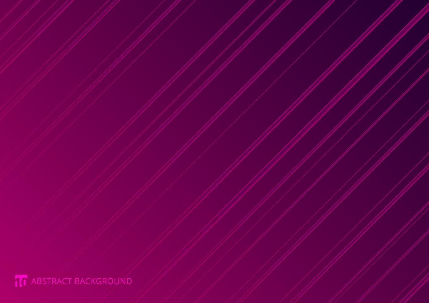 Abstract striped neon line diagonal glowing pink and purple gradient vector