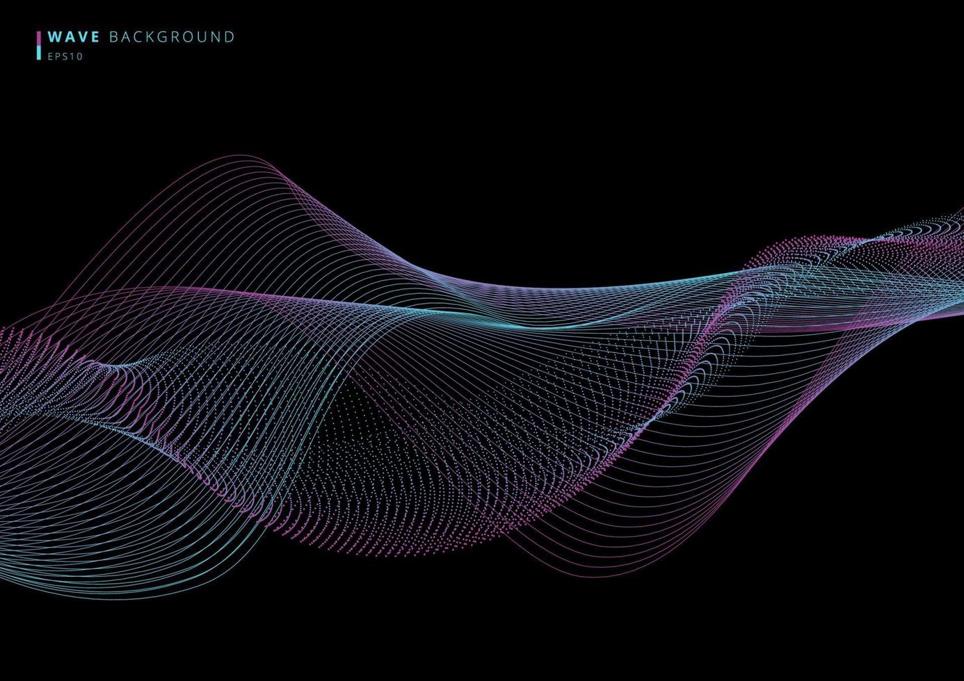 Abstract technology futuristic network design particle blue and pink dot wave on black background. vector