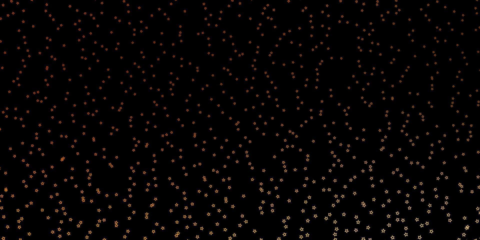 Dark Orange vector background with colorful stars.