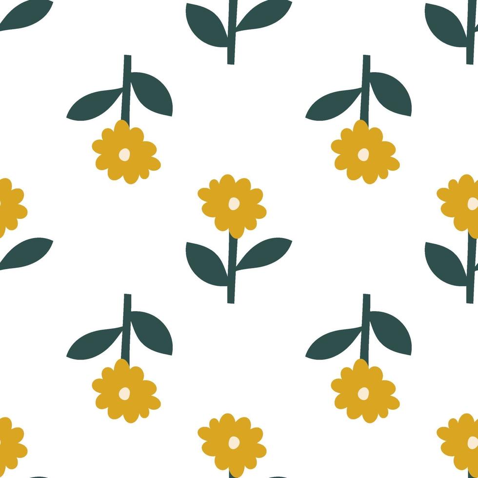Scandinavian spring flower. Vector kids seamless background pattern for baby shower, textile design. Simple texture for nordic wallpaper, fills, web page background