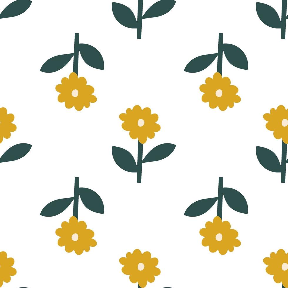 flor de primavera escandinava. vector patrón de fondo transparente de niños para baby shower, diseño textil. textura simple para papel tapiz nórdico, rellenos, fondo de página web