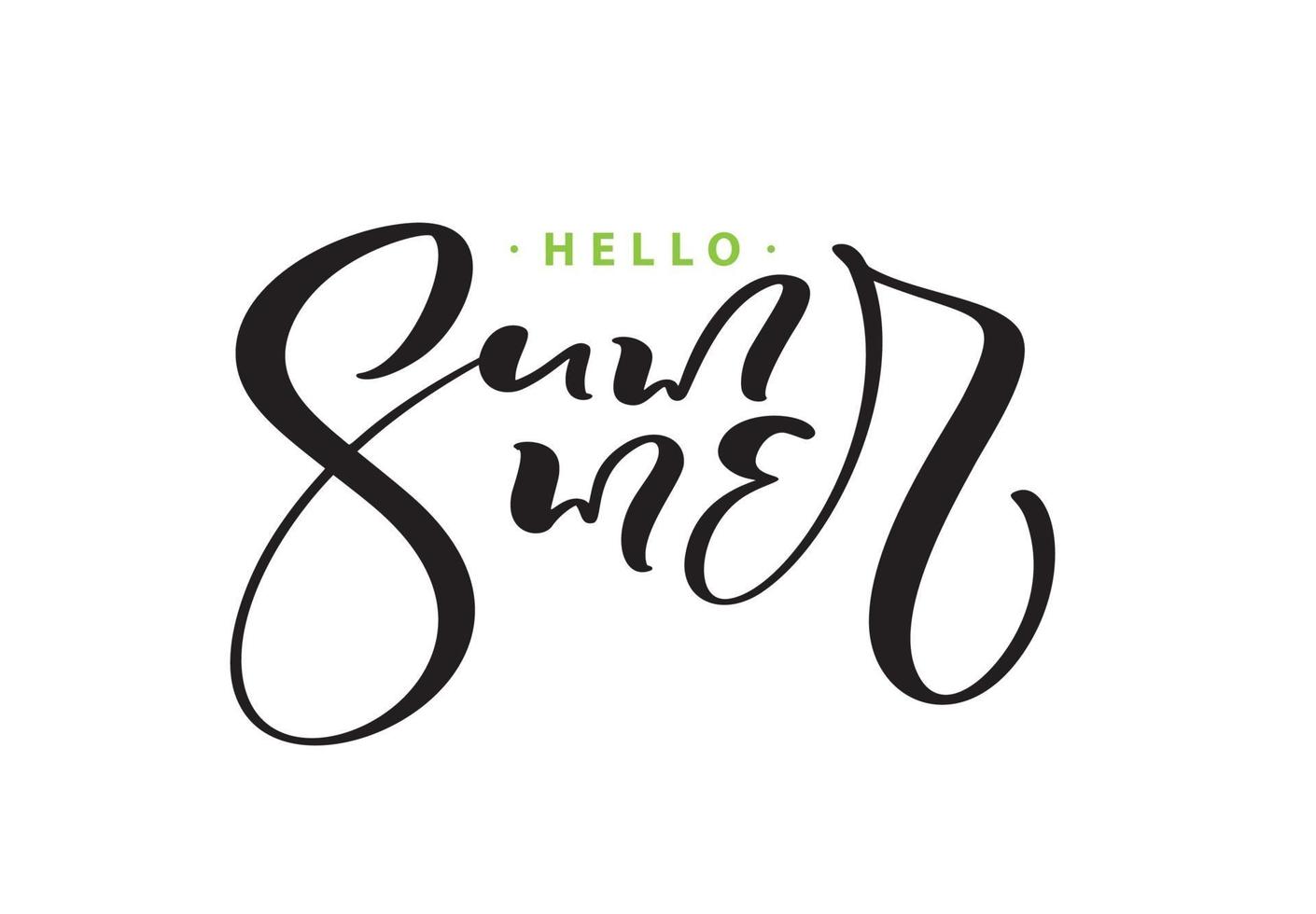 Calligraphy lettering brush composition text Hello Summer. Vector Hand Drawn Isolated phrase.