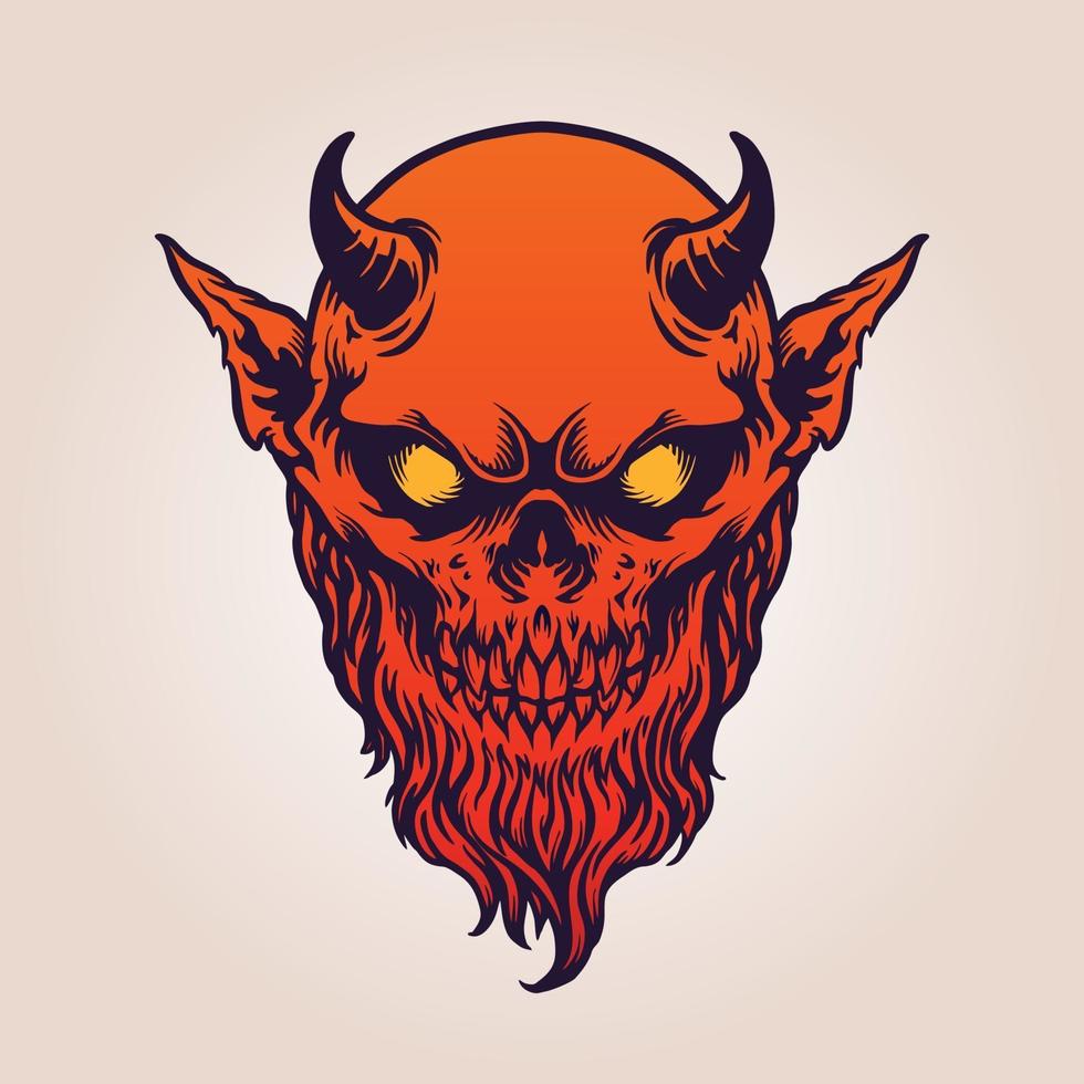 cuerno de satanás diablo rojo con barba vector