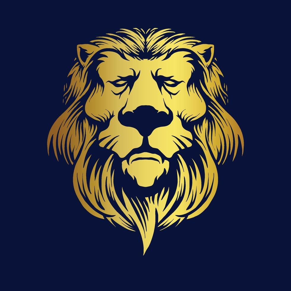 mascota premium de la compañía de diseño de león elegante dorado vector