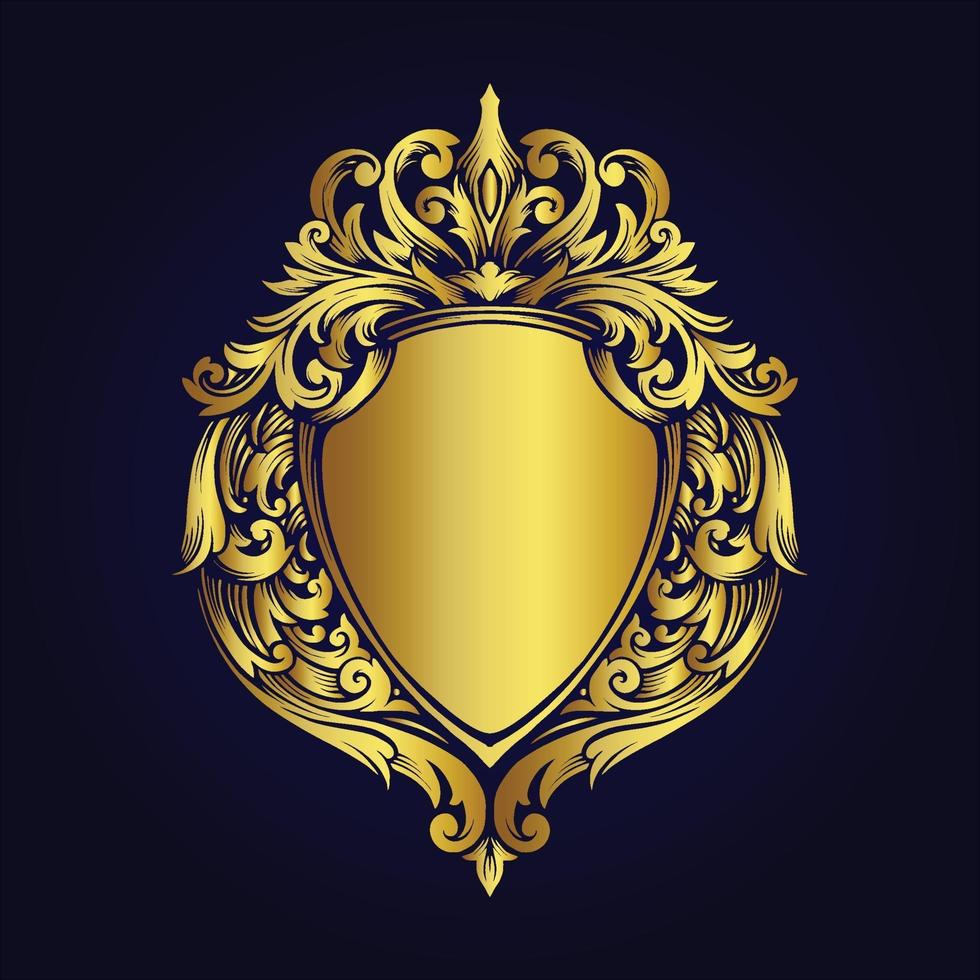 Insignia de marco dorado de lujo estilo adornos vintage vector