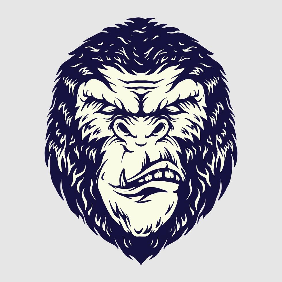 Angry Gorilla Head Illustrations vector