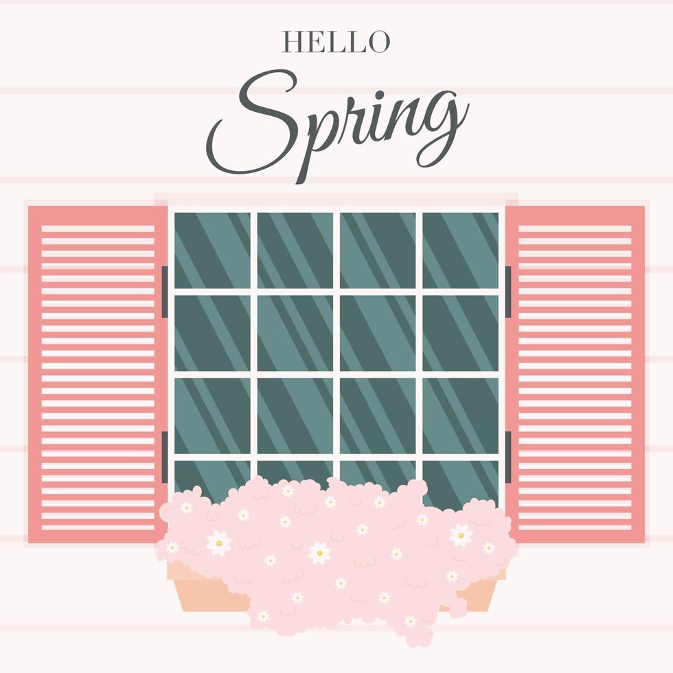 hello spring card vector