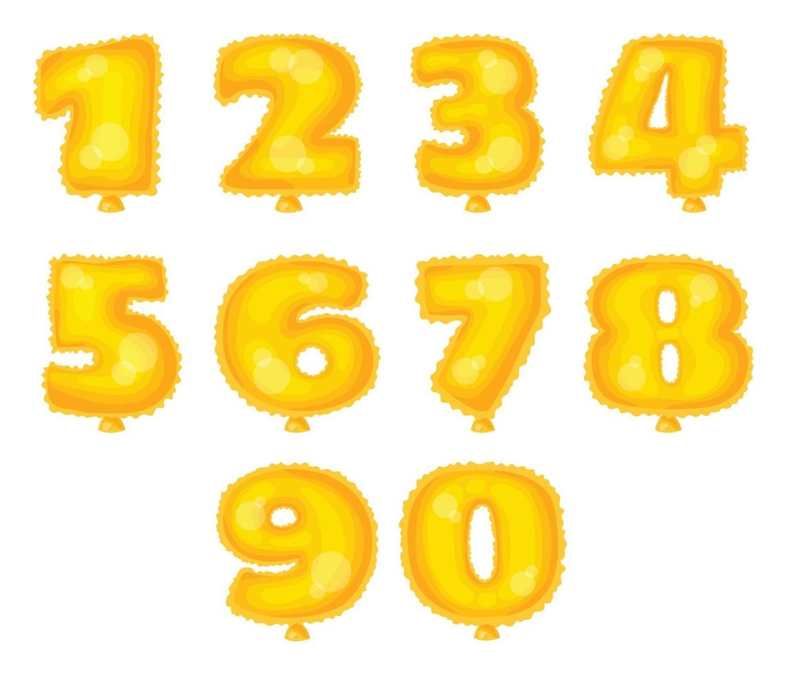 conjunto de números de globos de lámina de oro vector