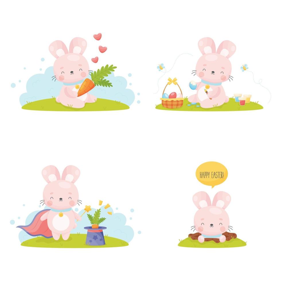 happy easter bunny set vector