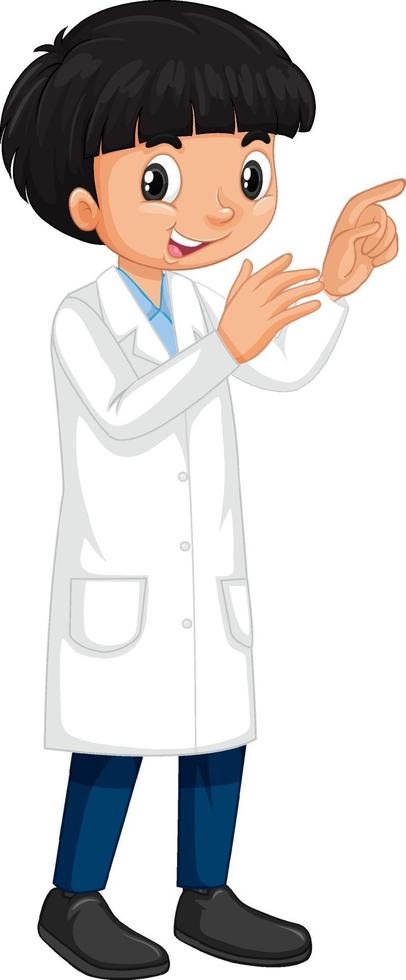 A boy cartoon character wearing laboratory coat vector