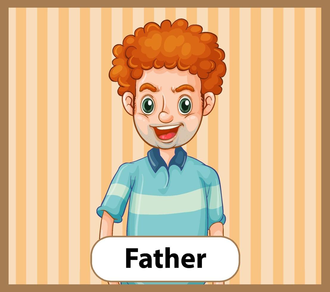 Educational English word card of father vector