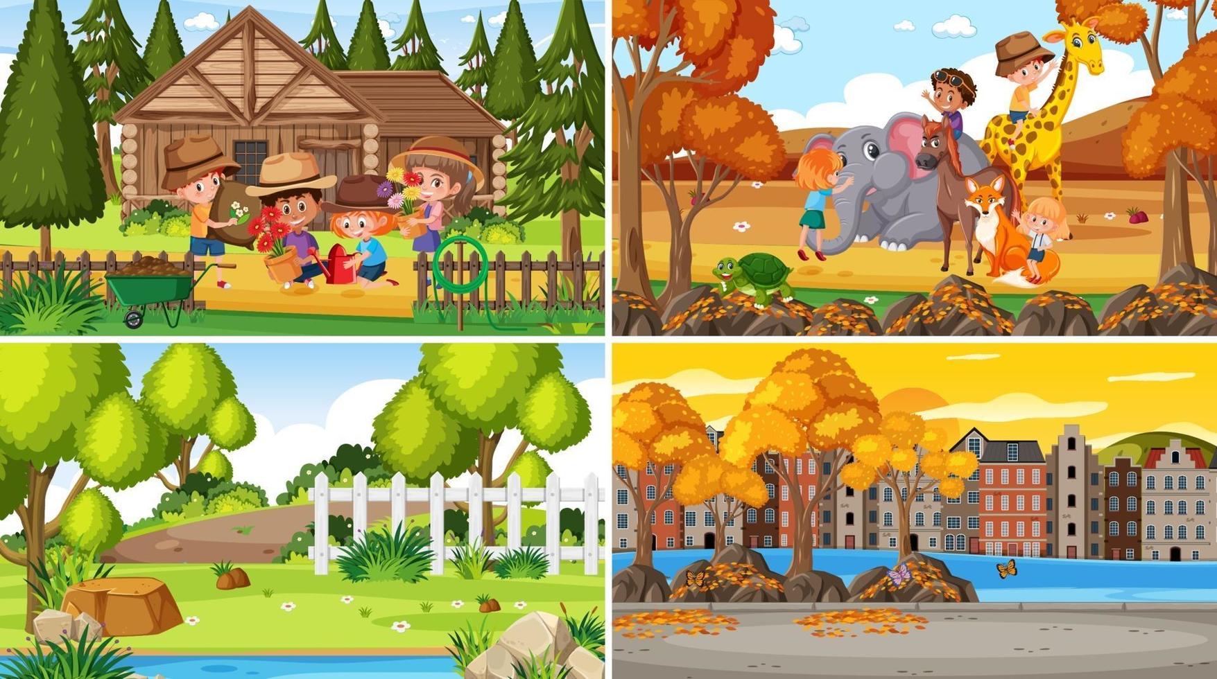 Set of different nature background scenes vector